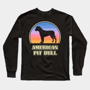 American Pit Bull Terrier Vintage Sunset Dog Long Sleeve T-Shirt